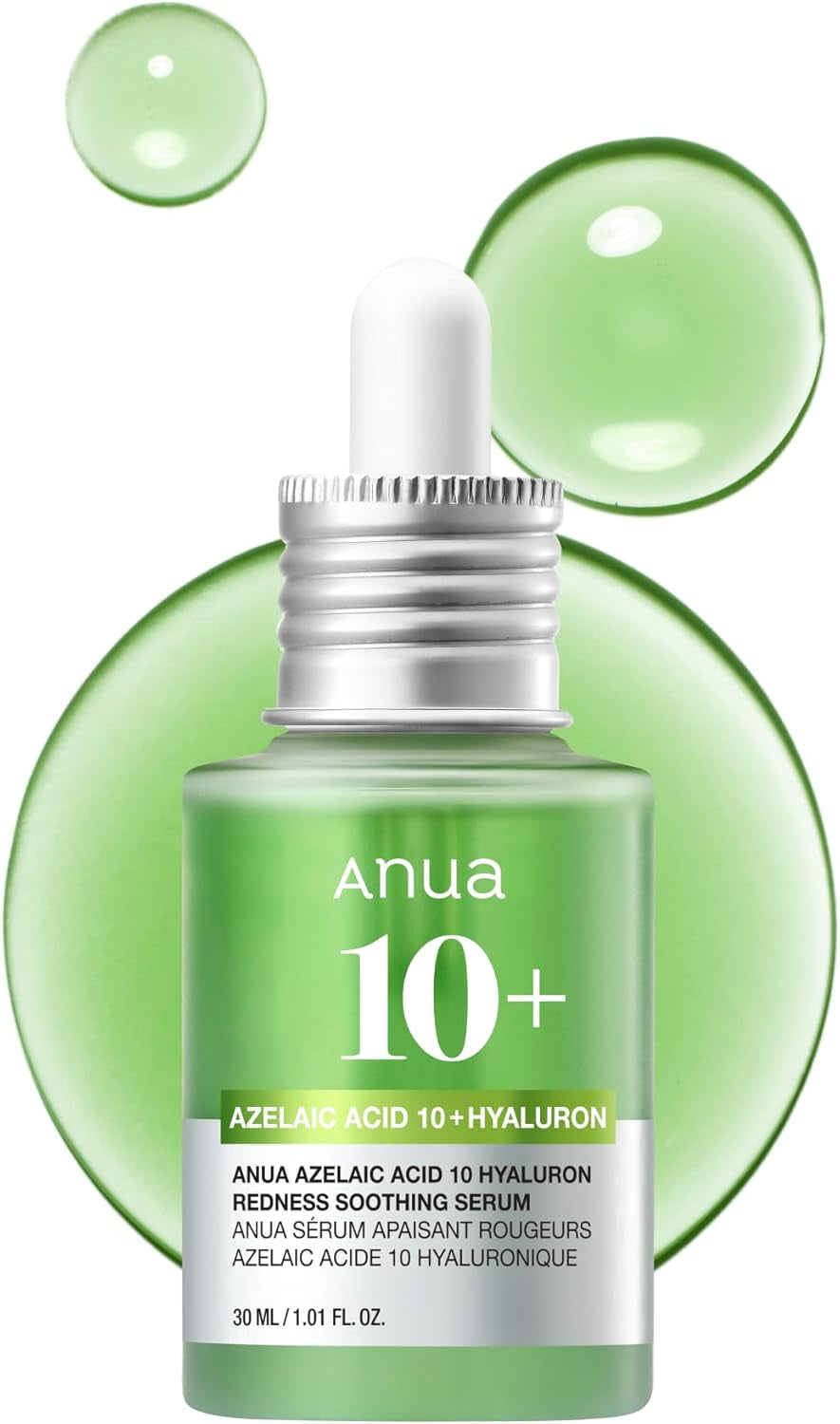 Azelaic Acid 10 Hyaluron Redness Soothing Serum, Facial Serum for Sensitive Skin, Hyaluronic Acid, Niacinamide, Spot Care, Natural Color, Vegan, Korean Skincare (30Ml/ 1.01 Fl Oz.)