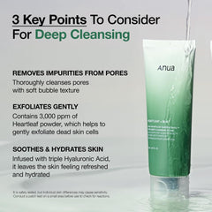 Heartleaf Quercetinol Pore Deep Cleansing Foam, Facial Cleanser, for Double Cleansing, BHA, Hyaluronic Acid, Glycerin, Face Wash, Korean Skincare (150Ml/5.07 Fl.Oz.)