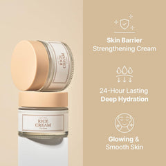 Rice Cream 1.69 Ounce, 41% Rice Bran Essence with Ceramide, Glowing Look, Improves Moisture Skin Barrier, Nourishes Deeply, Soothing to Even Out Skin Tone, Valentine'S Gift