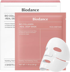 Bio-Collagen Real Deep Mask, Hydrogel Mask, Pore Minimizing, Elasticity Improvement, Korean Skincare | 1.19Oz(34G) X 4Ea