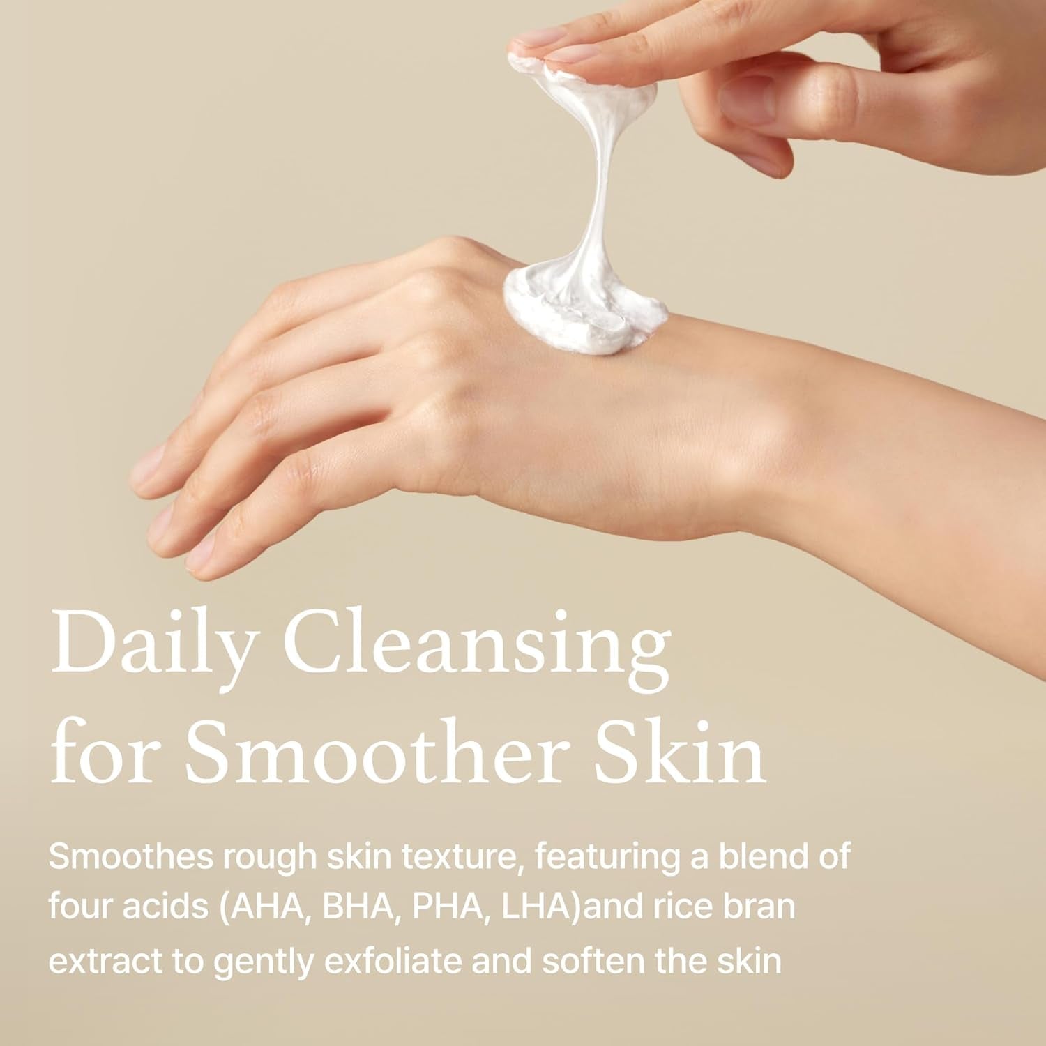 Rice Whip Facial Cleanser, Low-Ph Korean Rice Water Face Wash for Sensitive, Dry Skin, Gentle Face Wash for Hydrating & Moisturizing, Creamy Lather, Makeup Remover (5.07 Fl Oz)