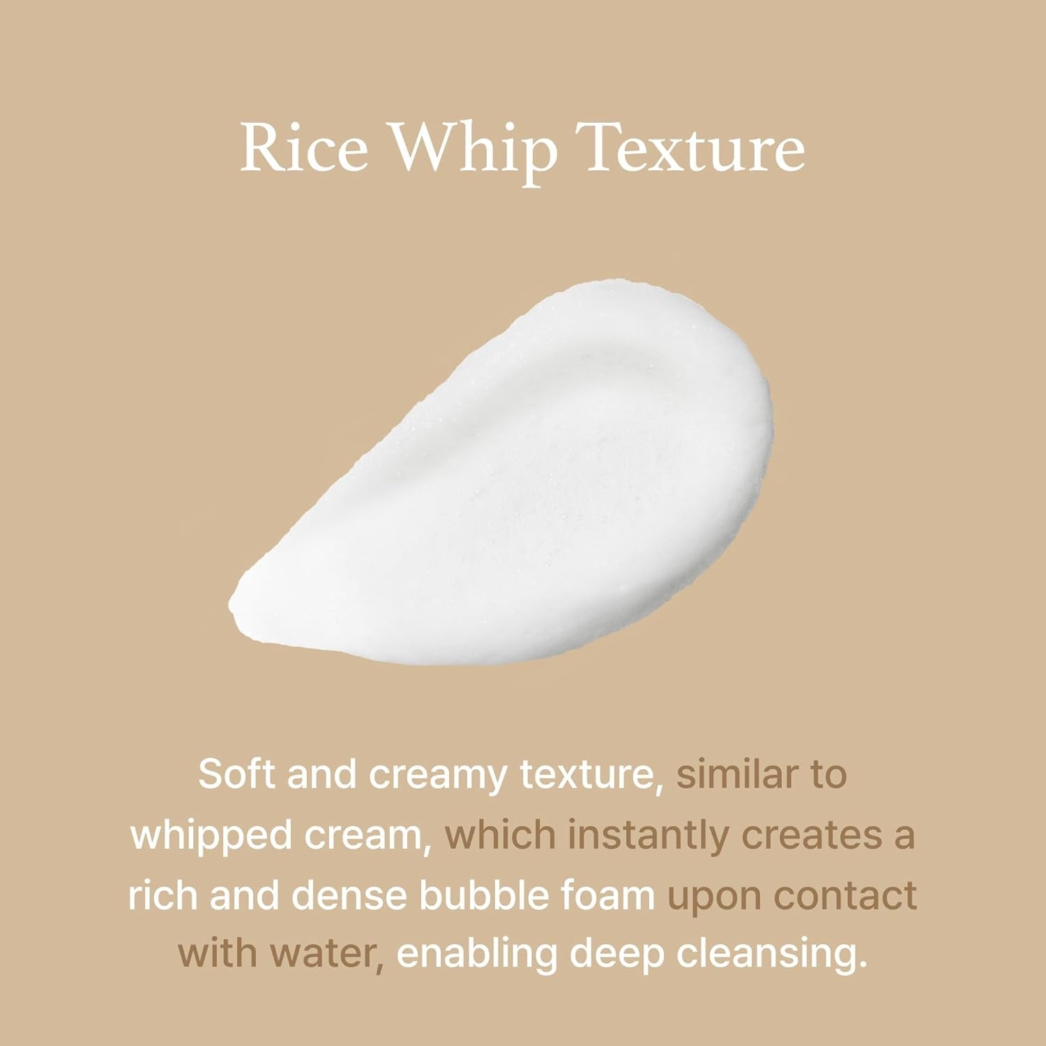 Rice Whip Facial Cleanser, Low-Ph Korean Rice Water Face Wash for Sensitive, Dry Skin, Gentle Face Wash for Hydrating & Moisturizing, Creamy Lather, Makeup Remover (5.07 Fl Oz)
