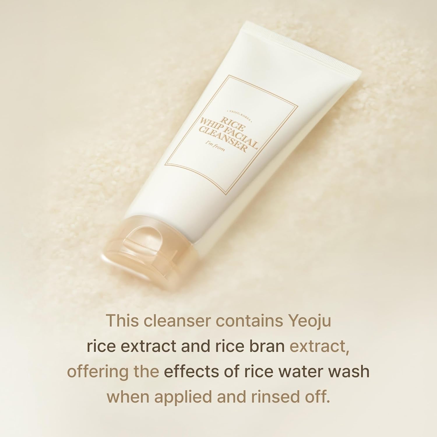 Rice Whip Facial Cleanser, Low-Ph Korean Rice Water Face Wash for Sensitive, Dry Skin, Gentle Face Wash for Hydrating & Moisturizing, Creamy Lather, Makeup Remover (5.07 Fl Oz)