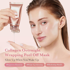 Collagen Night Wrapping Cream | Overnight Sleeping Mask to Protect Skin Elasticity with Collagen | Skin Elasticity Visible Improved | Korean Skincare 2.53 Fl.Oz (75Ml)