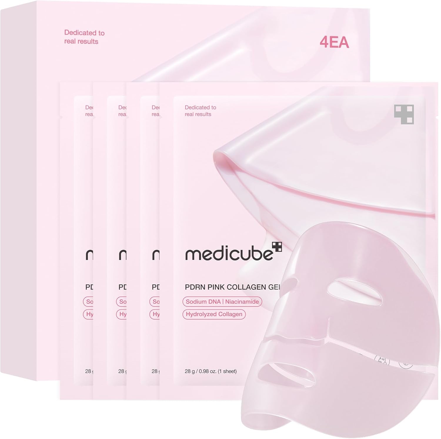 Salmon DNA PDRN Pink Collagen Jelly Gel Mask | Overnight Face Mask for Glass Glow Skin- Elasticity, Hydrating, Firming and Moisturizing | Korean Skincare, 28G, 4Ea