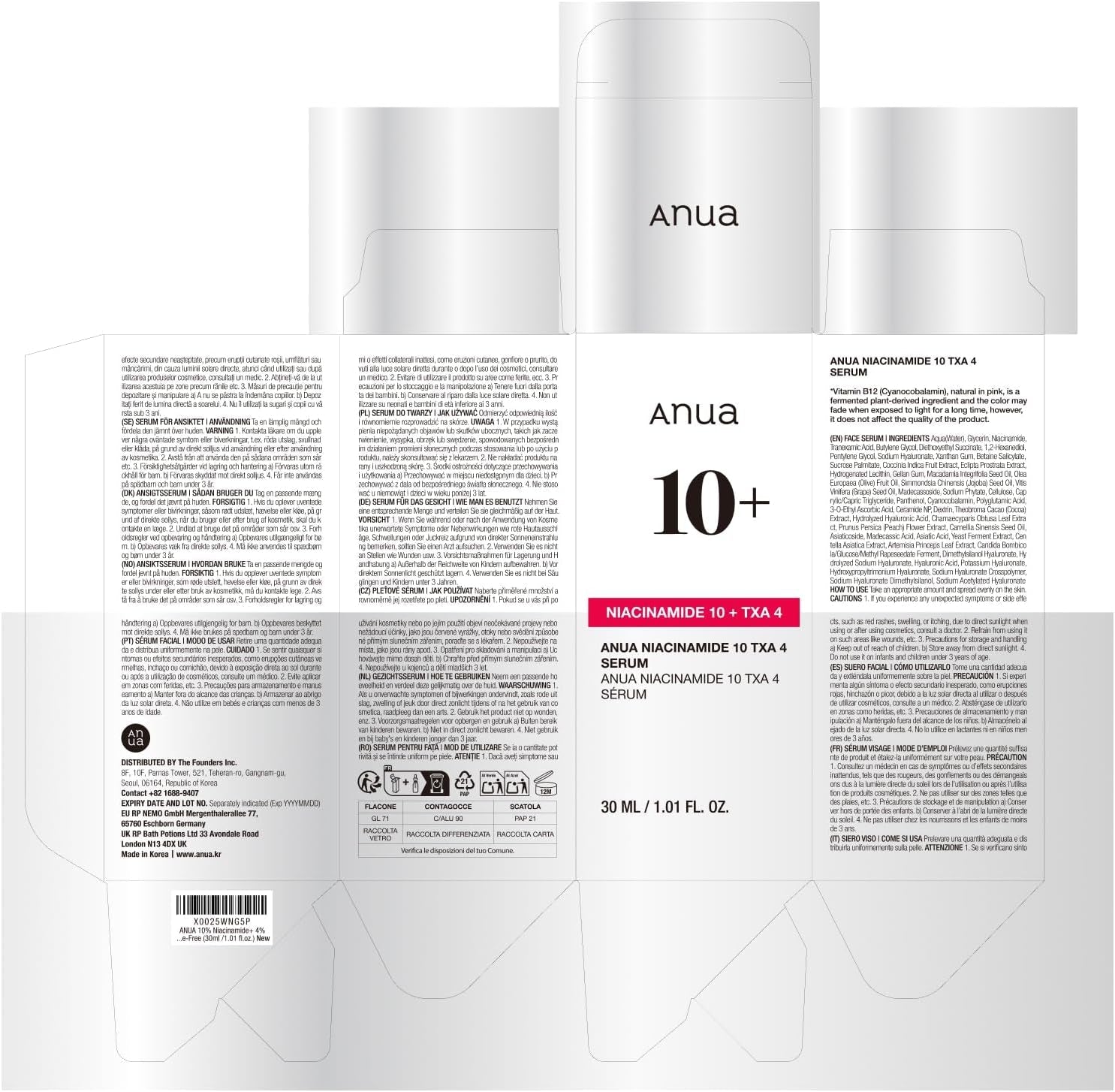 10% Niacinamide+ 4% TXA Serum, Ceramide, Hyaluronic Acid, Tranexamic Acid, Vitamin B12 Natural Color, Korean Glass Skin, Fragrance-Free, Dark Spot Serum, Korean Skincare, 30Ml /1.01 Fl.Oz.