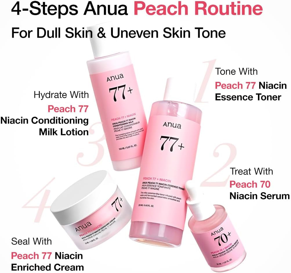 Peach 77 Niacin Essence Toner, Facial Toner for Glass Skin, Niacinamide, Panthenol, Ceramides, Korean Skin Care, 250Ml/8.45 Fl.Oz.