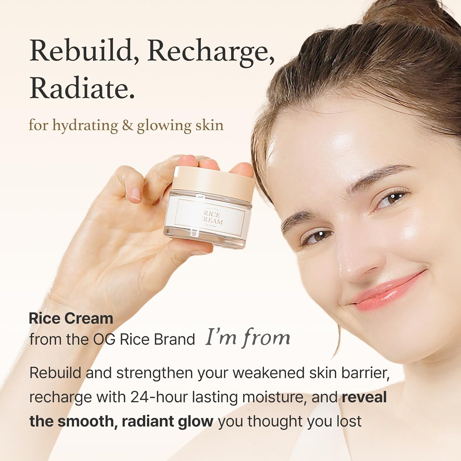Rice Cream 1.69 Ounce, 41% Rice Bran Essence with Ceramide, Glowing Look, Improves Moisture Skin Barrier, Nourishes Deeply, Soothing to Even Out Skin Tone, Valentine'S Gift