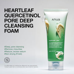 Heartleaf Quercetinol Pore Deep Cleansing Foam, Facial Cleanser, for Double Cleansing, BHA, Hyaluronic Acid, Glycerin, Face Wash, Korean Skincare (150Ml/5.07 Fl.Oz.)