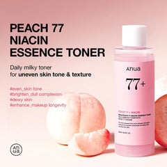 Peach 77 Niacin Essence Toner, Facial Toner for Glass Skin, Niacinamide, Panthenol, Ceramides, Korean Skin Care, 250Ml/8.45 Fl.Oz.
